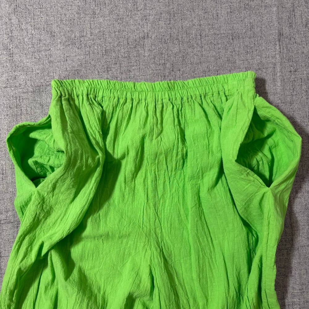 Alfredos Wife Pant Set Women Small Smocked Waist Ruffle Hem Capri Pants Green - Picture 13 of 13